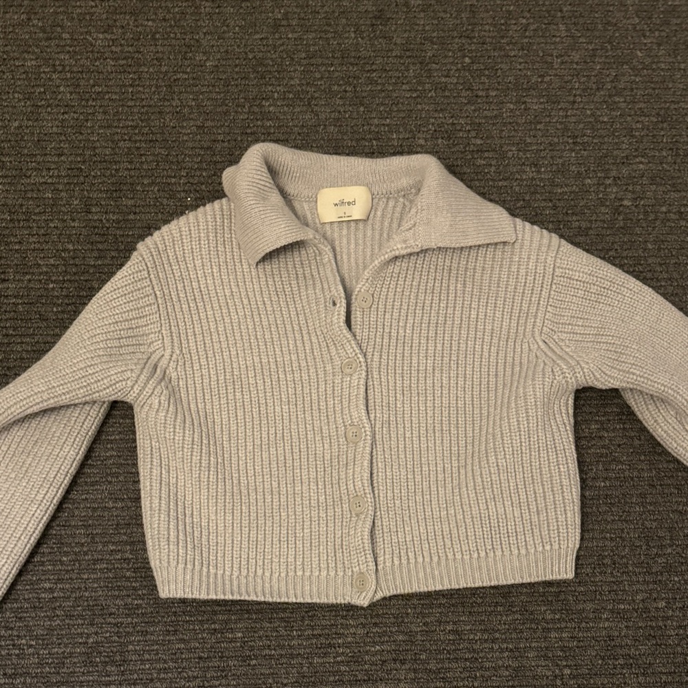 ARITZIA Wilfred Light Gray Ribbed Cardigan NO DAMAGE